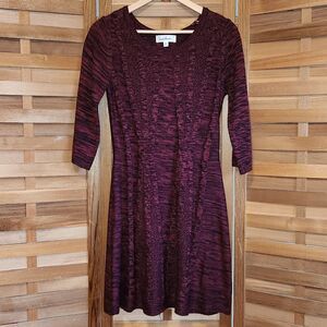 Cloud Chaser Burgundy Red Black Cable Knit Women's Dress M Acrylic